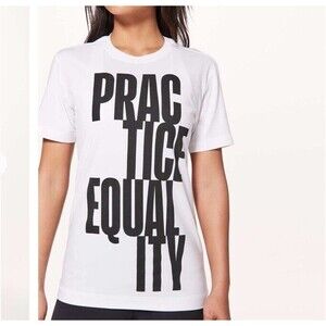Lululemon Practice Equality Unisex Pima Cotton Short Sleeve White Tee New XS